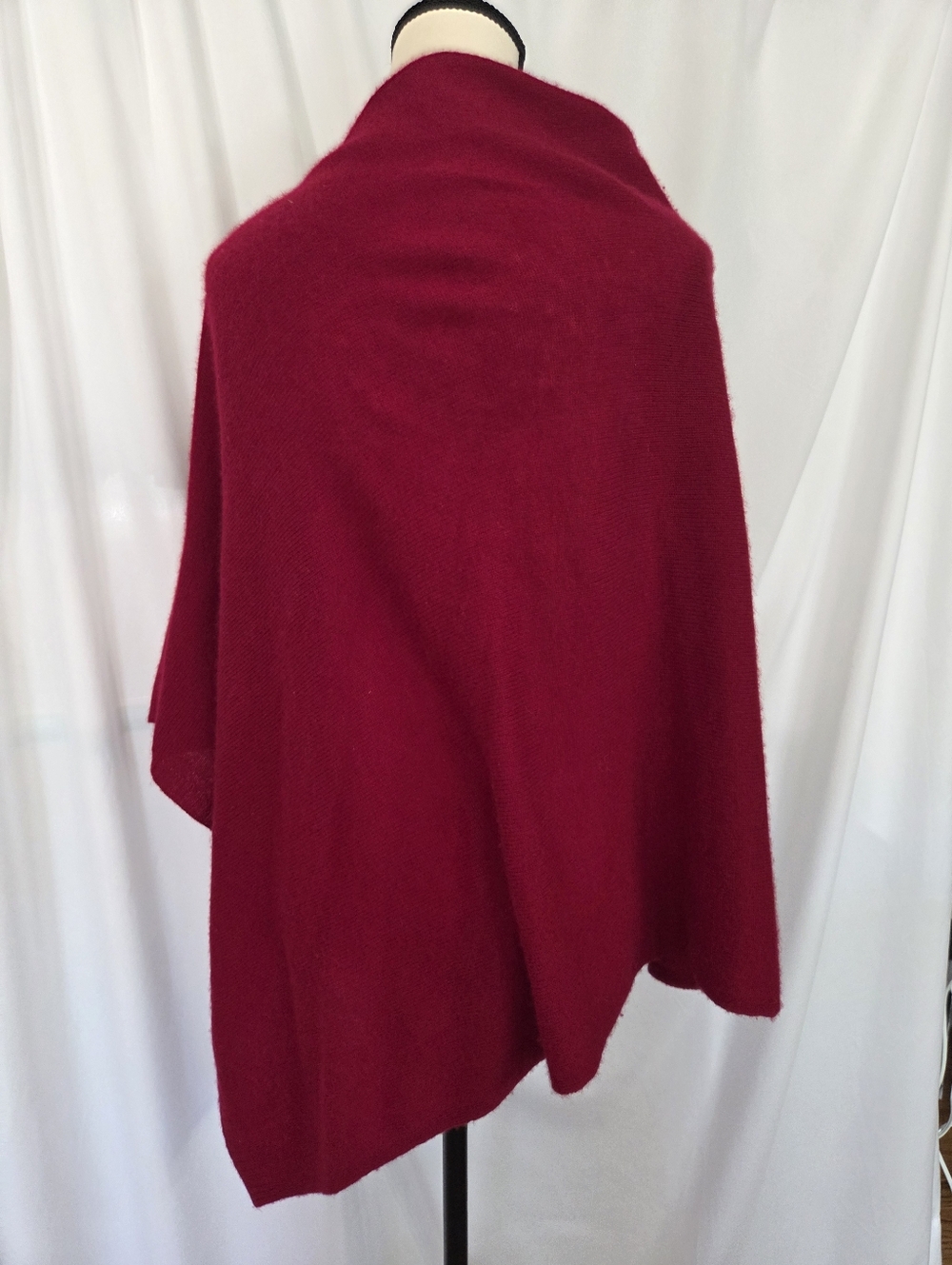 Overland Women's Burgundy Draped Poncho Sweater - Picture 2 of 3